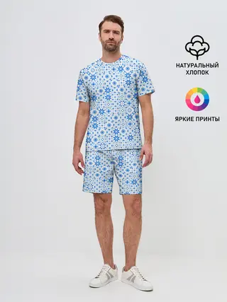 Мужской костюм с шортами / Орнамент снежинки