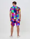 Мужской костюм с шортами / РАЗНОЦВЕТНЫЕ ПИКСЕЛИ / КУБЫ