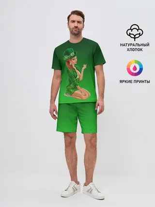 Мужской костюм с шортами / девушка лепрекон в зеленом