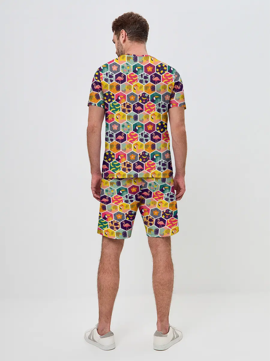 Мужской костюм с шортами / Тропический коллаж