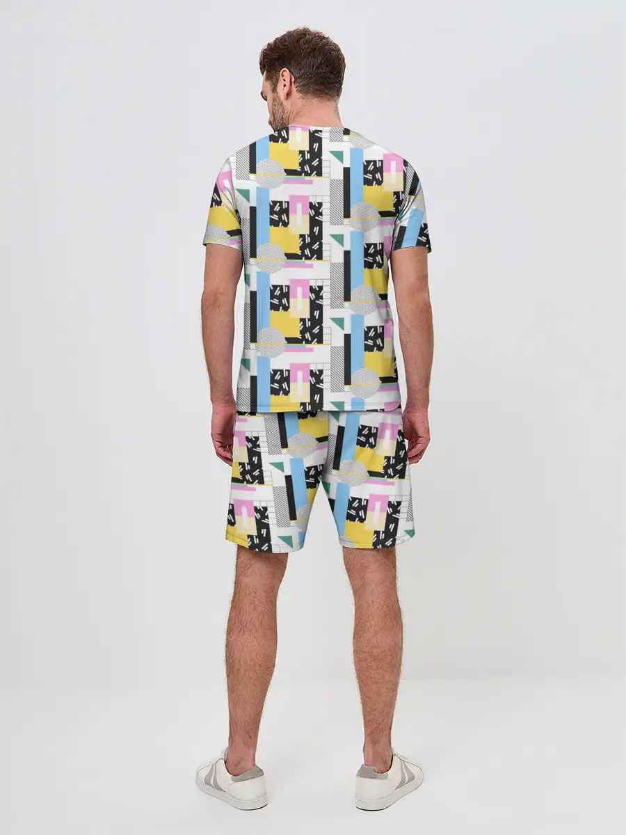 Мужской костюм с шортами / Memphis style geometry