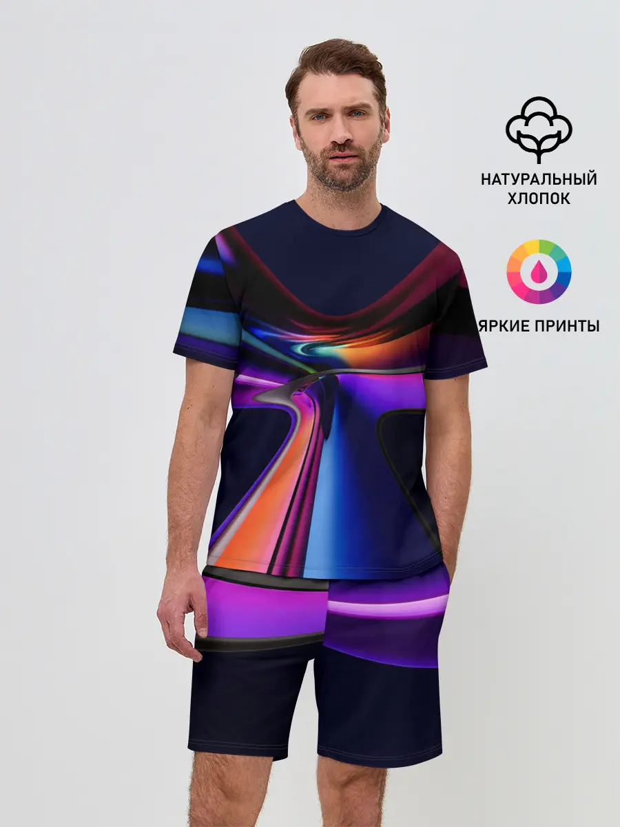 Мужской костюм с шортами / Красочные светящиеся линии