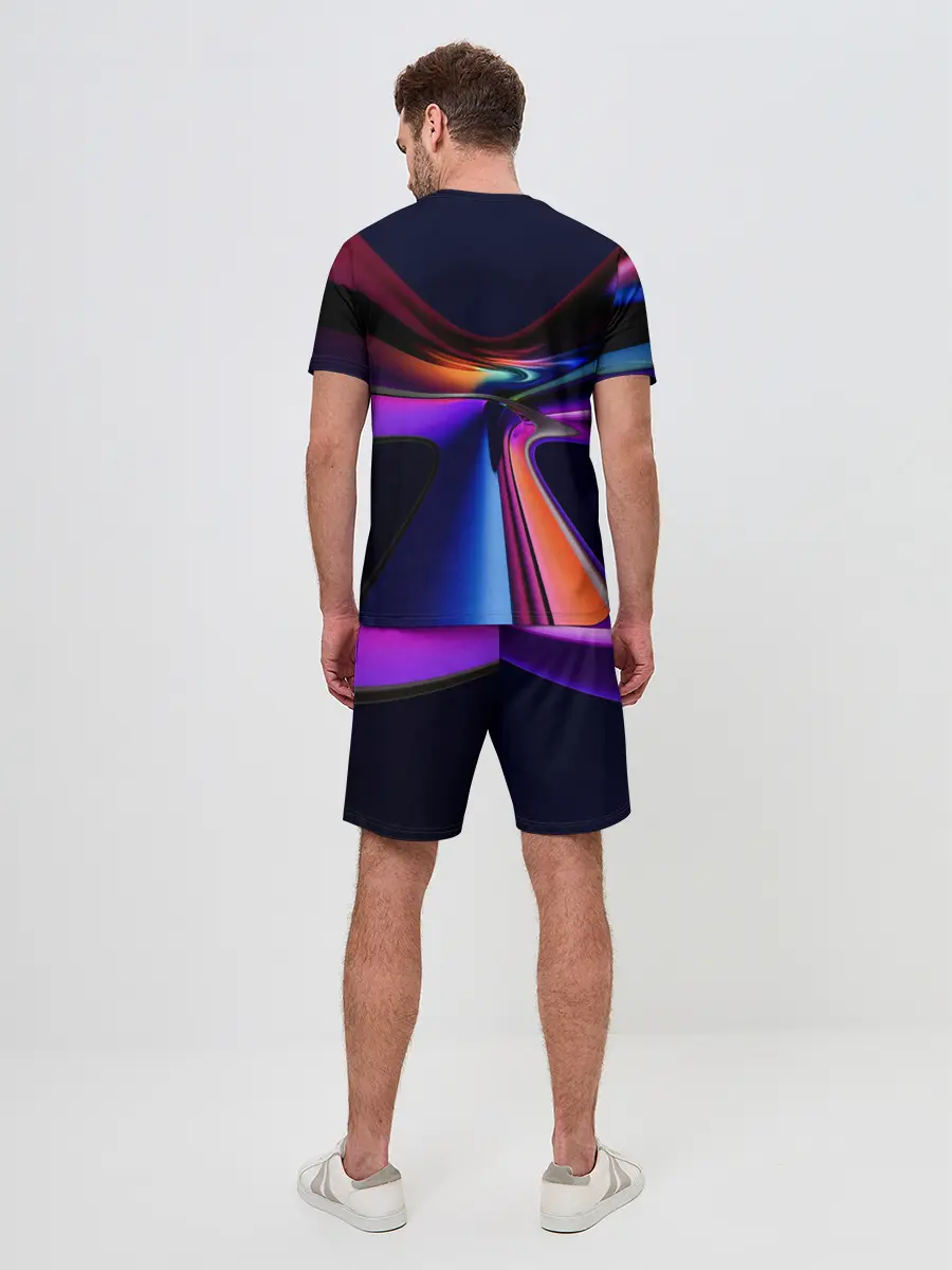 Мужской костюм с шортами / Красочные светящиеся линии