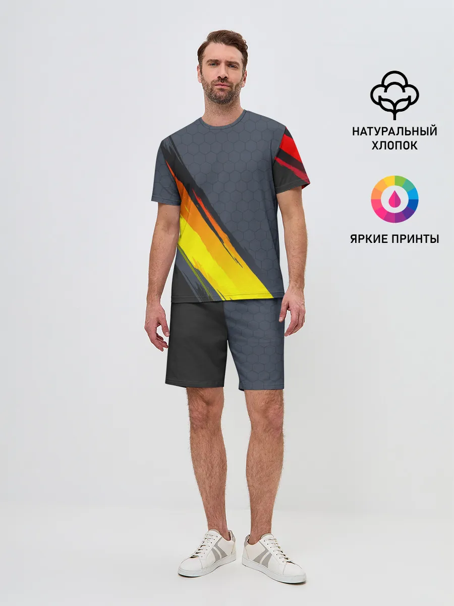 Мужской костюм с шортами / Gray Yellow Style