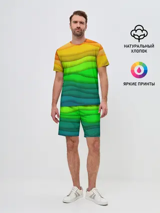 Мужской костюм с шортами / Цветные волны