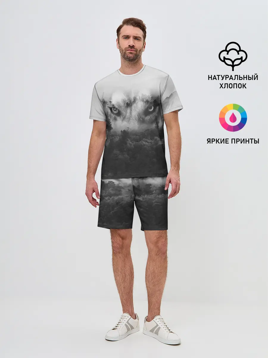 Мужской костюм с шортами / Волк в лесу