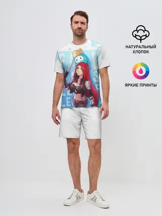 Мужской костюм с шортами / Fall guys x league of legands