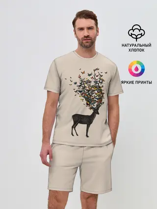 Мужской костюм с шортами / Олени с рогами из бабочек