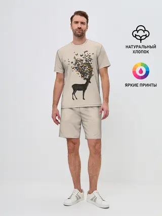 Мужской костюм с шортами / Олени с рогами из бабочек