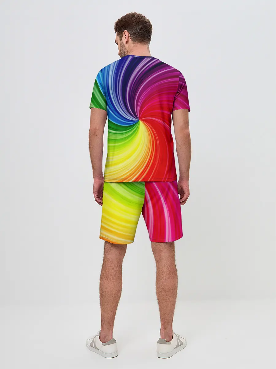 Мужской костюм с шортами / Радужный череп