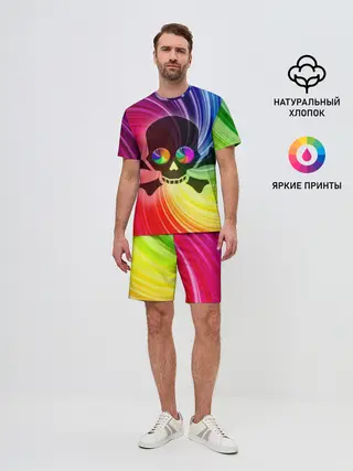 Мужской костюм с шортами / Радужный череп