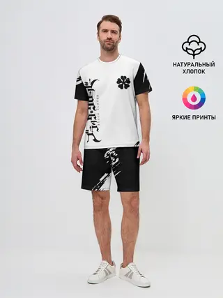 Мужской костюм с шортами / черный клеывер аниме