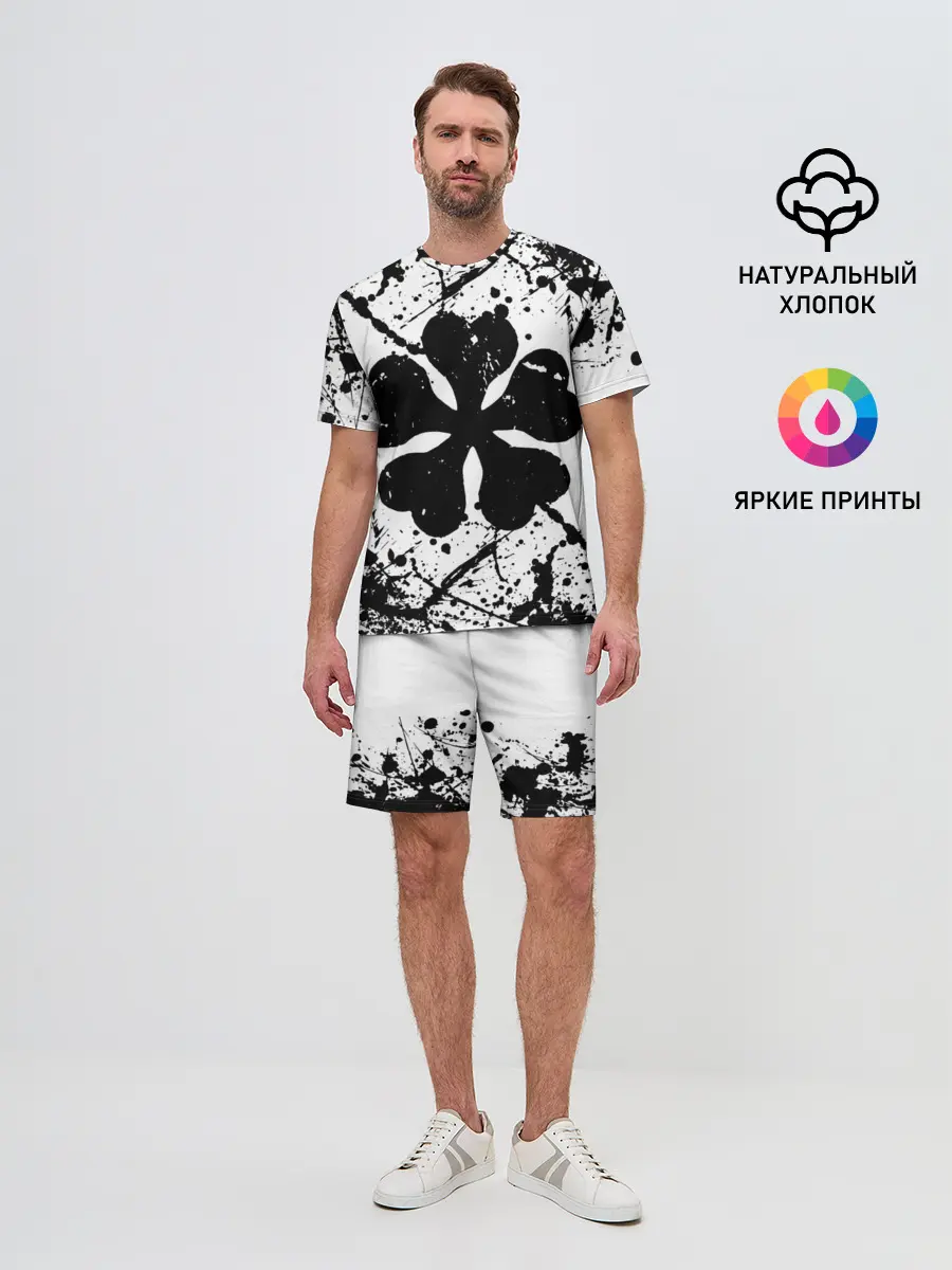 Мужской костюм с шортами / черный клевер,