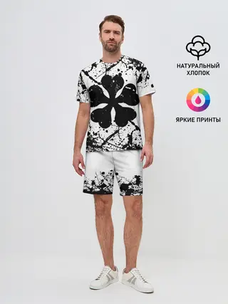 Мужской костюм с шортами / черный клевер,