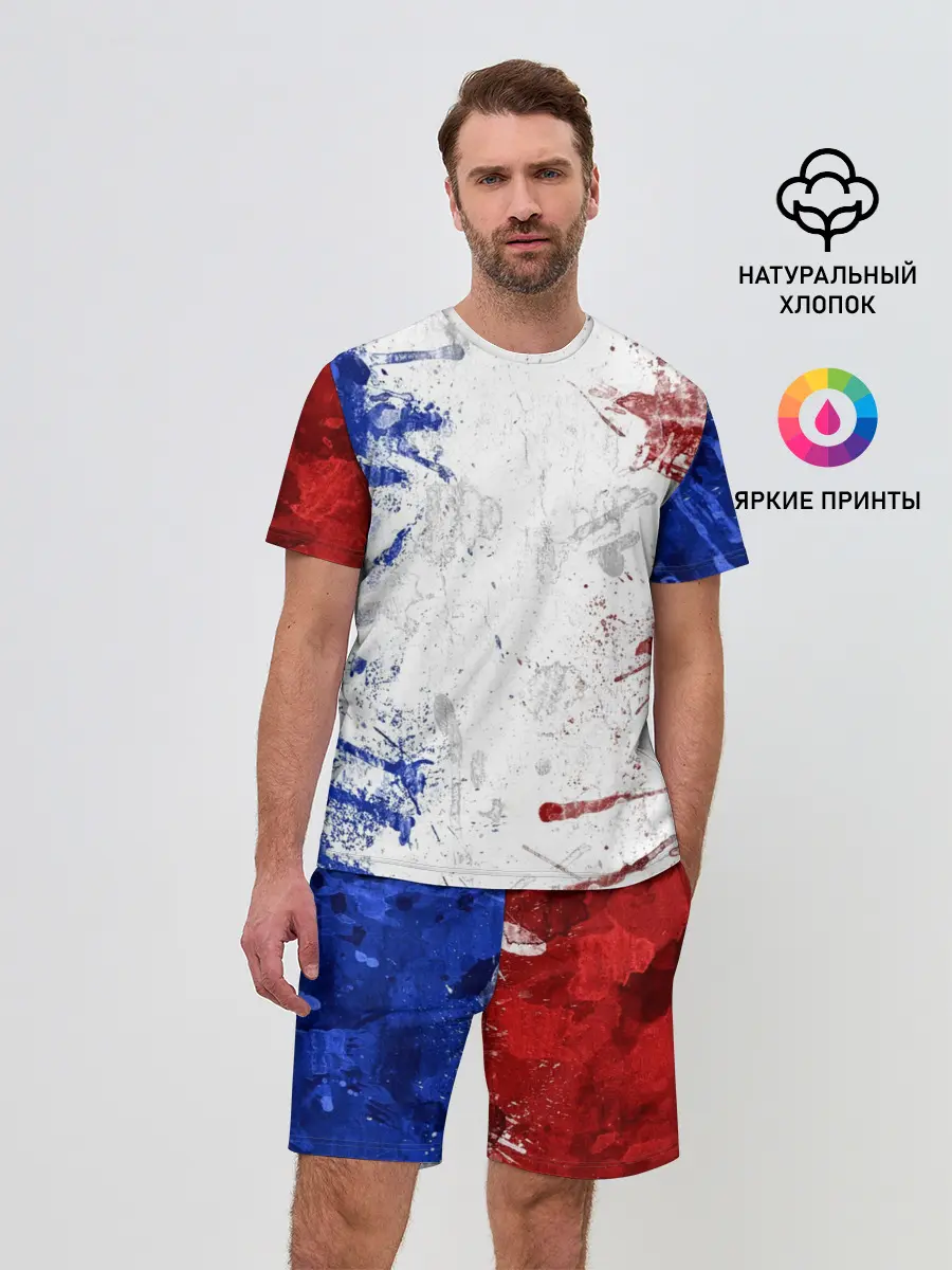 Мужской костюм с шортами / BLUE WHITE & RED