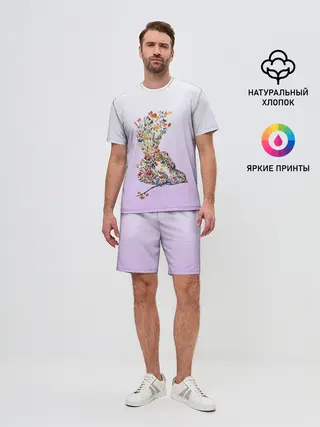 Мужской костюм с шортами / акварельная птичка