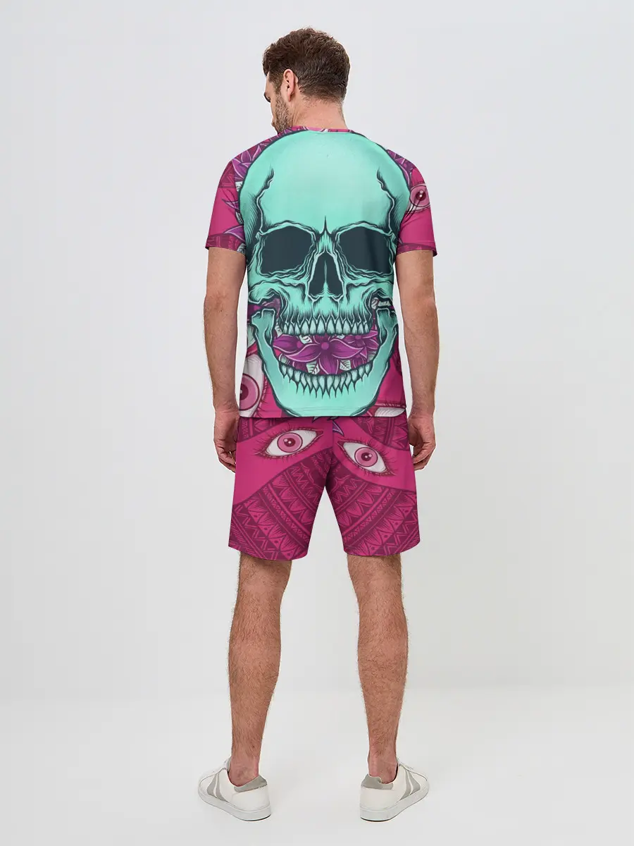 Мужской костюм с шортами / Череп в цветах