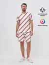 Мужской костюм с шортами / Полосы красные на белом