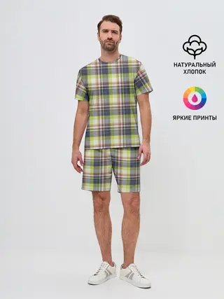 Мужской костюм с шортами / Текстура в клетку