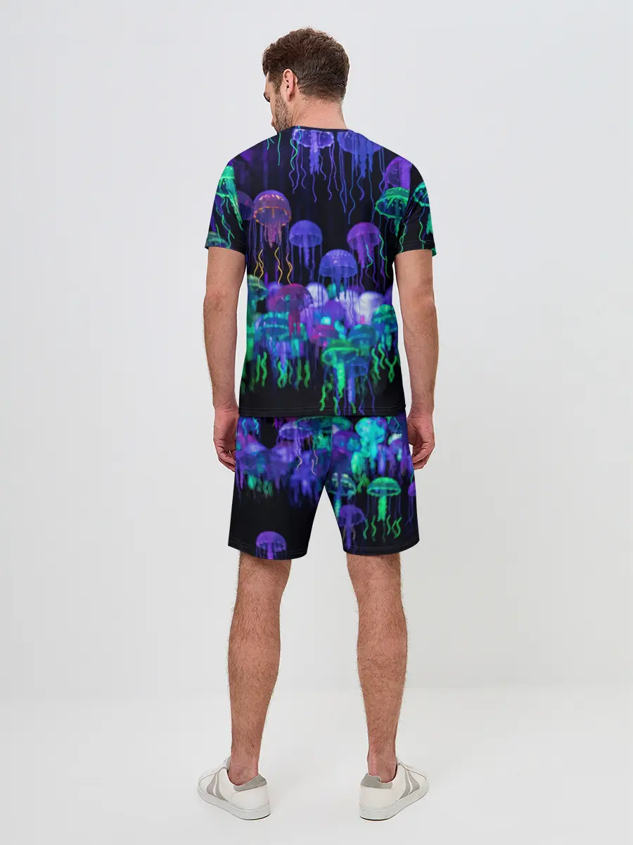 Мужской костюм с шортами / Неоновые медузы