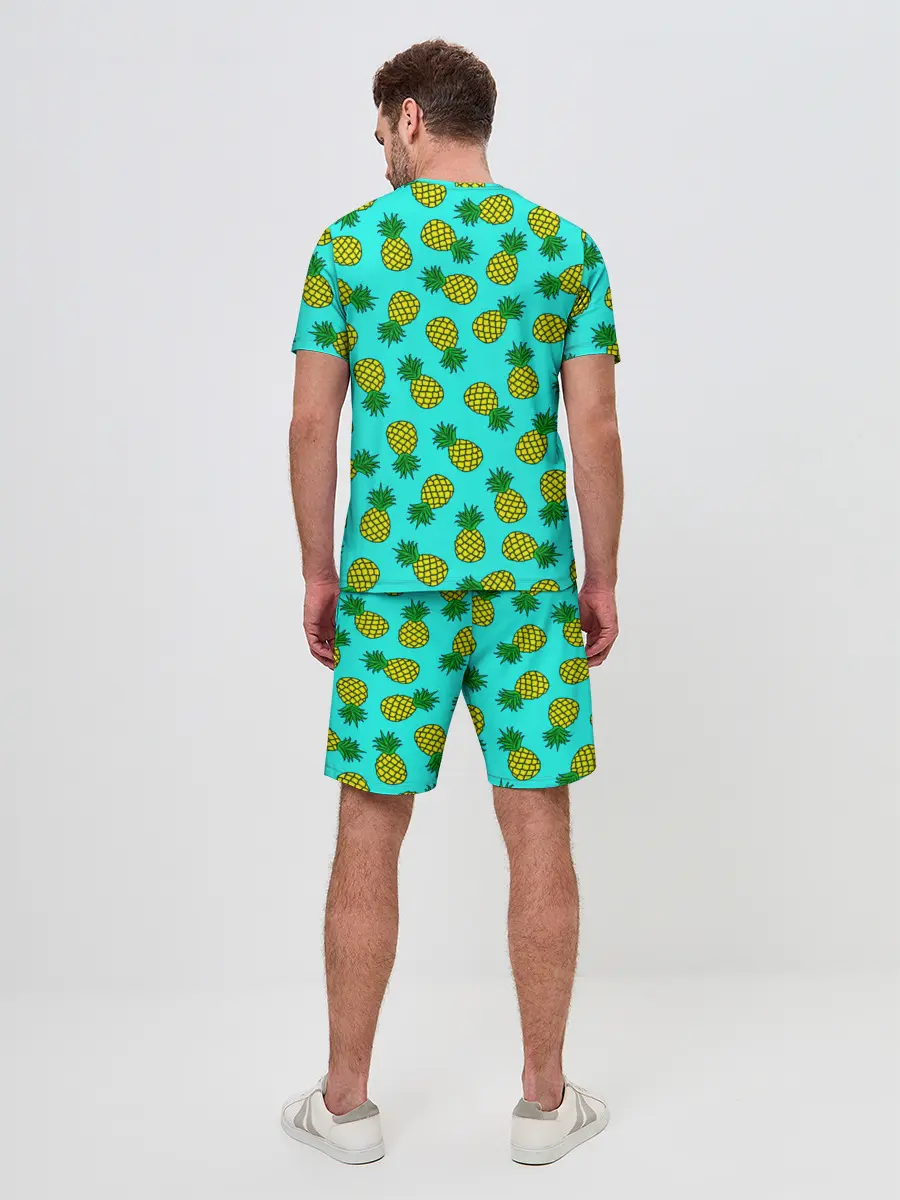Мужской костюм с шортами / Ананасы аква