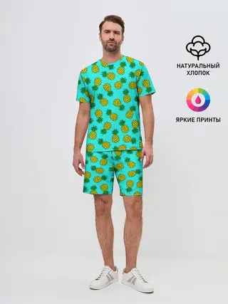 Мужской костюм с шортами / Ананасы аква