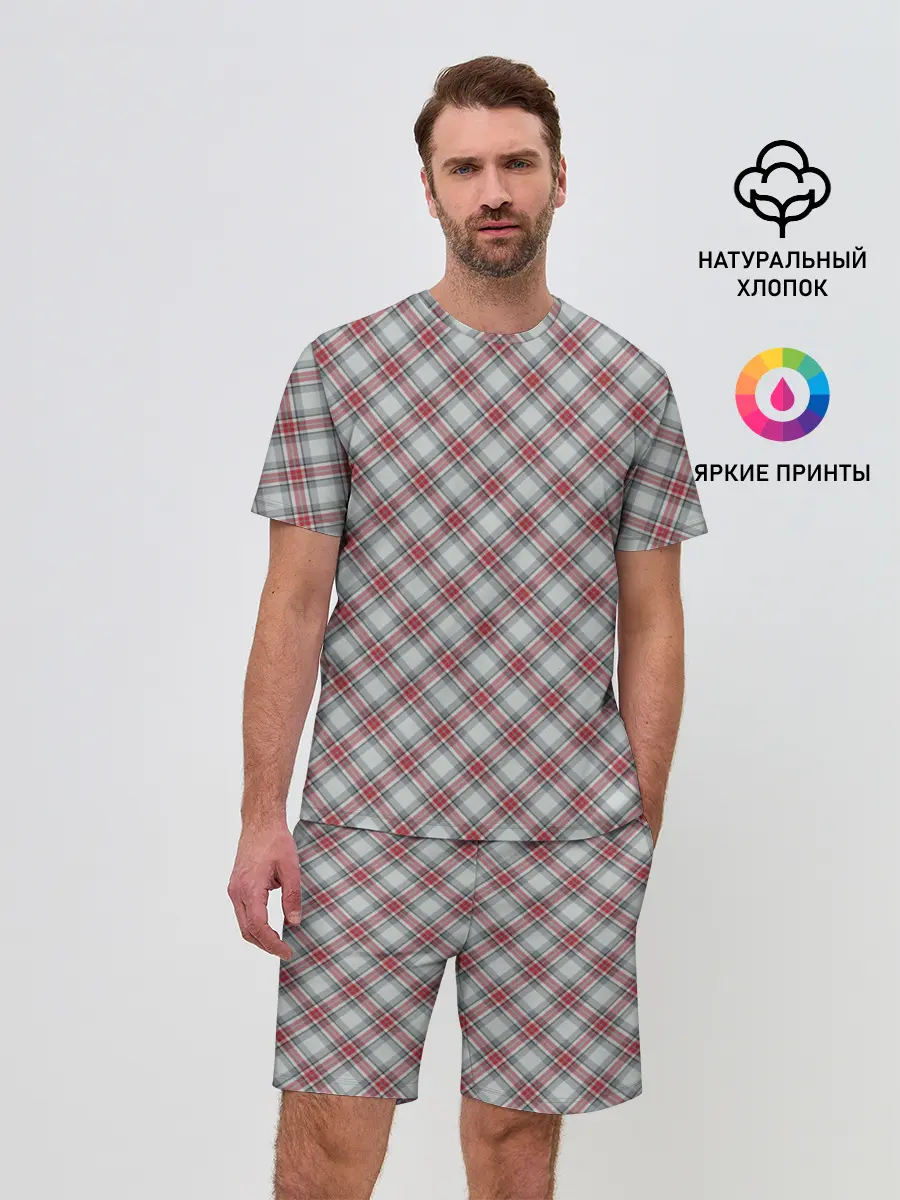 Мужской костюм с шортами / Текстура в клетку