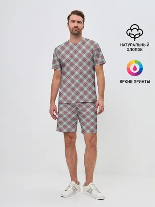 Мужской костюм с шортами / Текстура в клетку