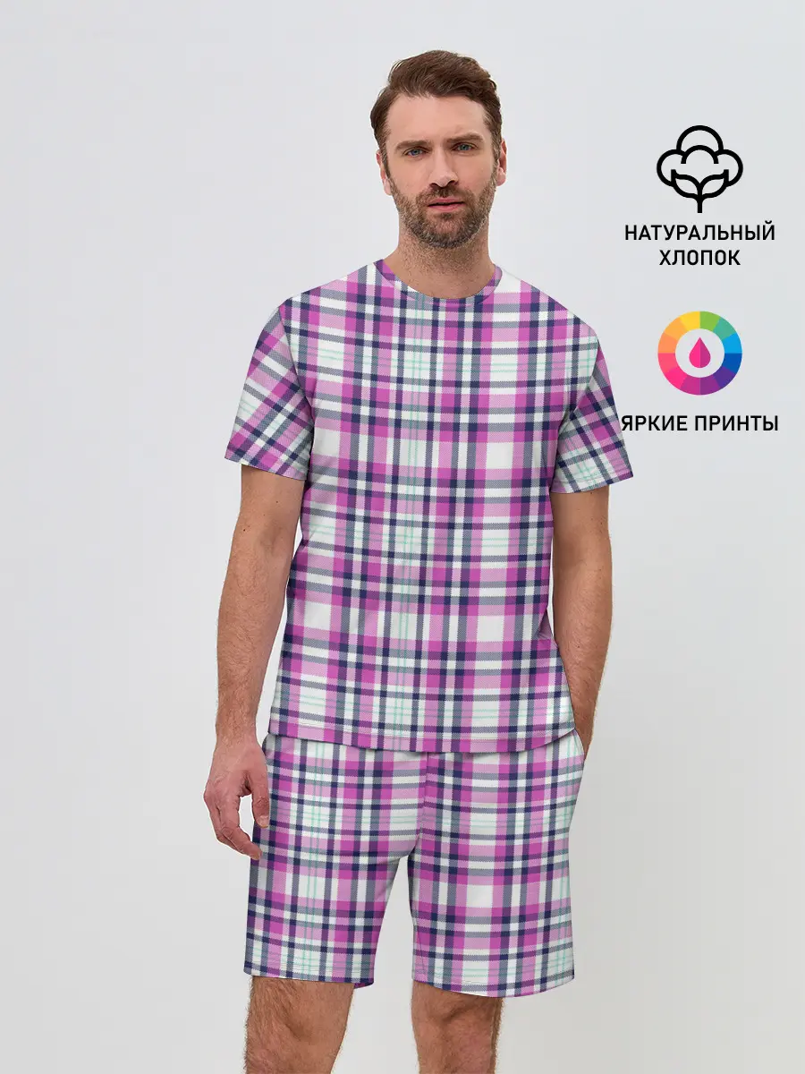 Мужской костюм с шортами / Текстура в клетку