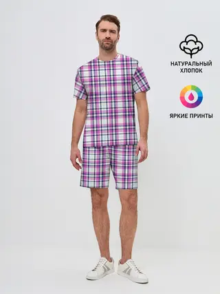 Мужской костюм с шортами / Текстура в клетку