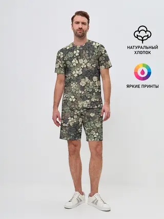 Мужской костюм с шортами / Камуфляж с клевером