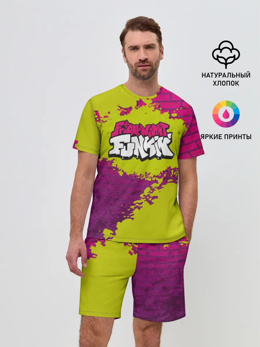 Мужской костюм с шортами / Friday Night Funkin Кислотный