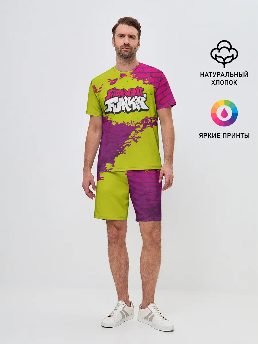 Мужской костюм с шортами / Friday Night Funkin Кислотный