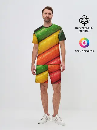 Мужской костюм с шортами / Цветные линии