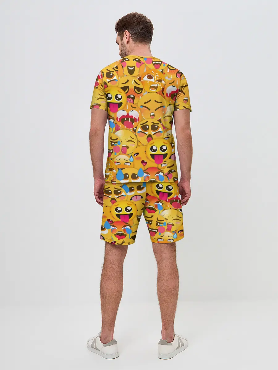 Мужской костюм с шортами / Ахегао эмодзи паттерн
