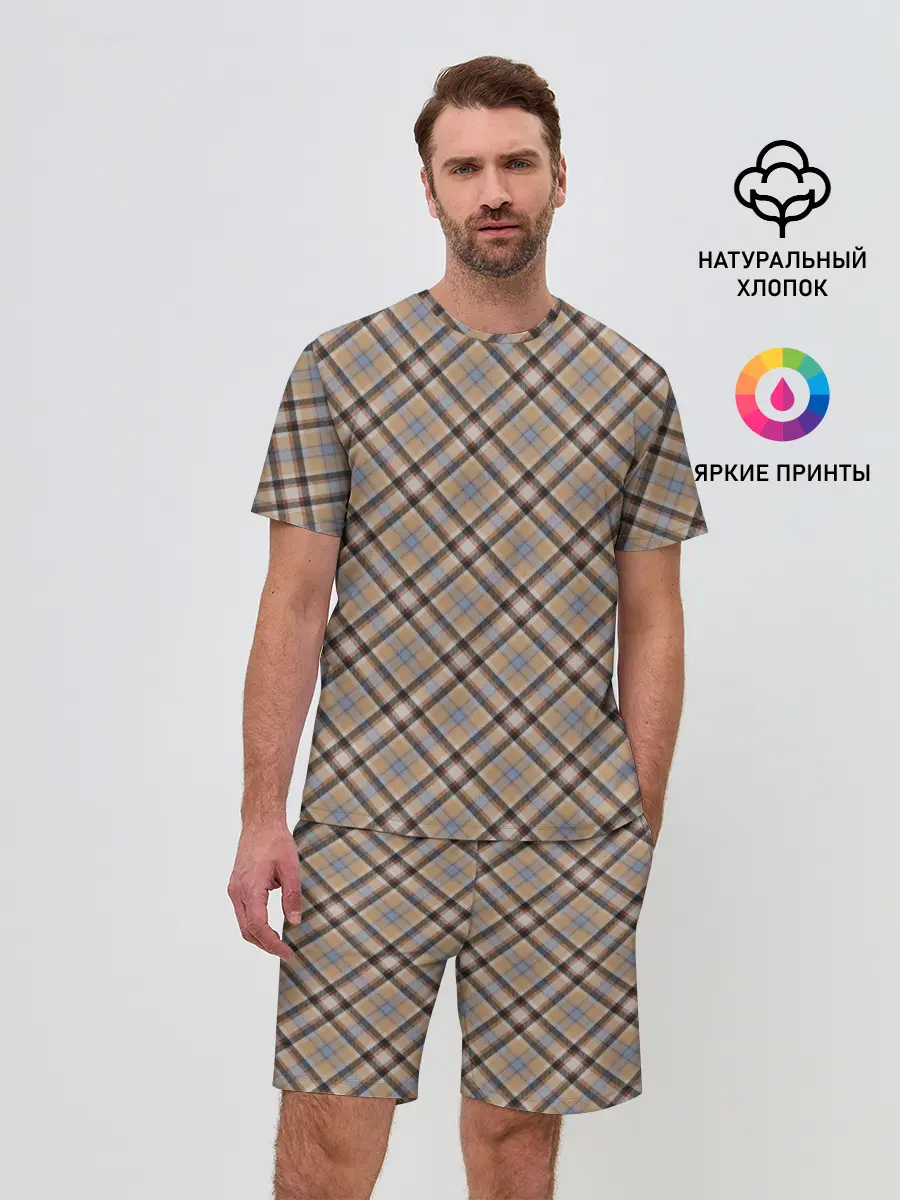 Мужской костюм с шортами / Клеточный узор