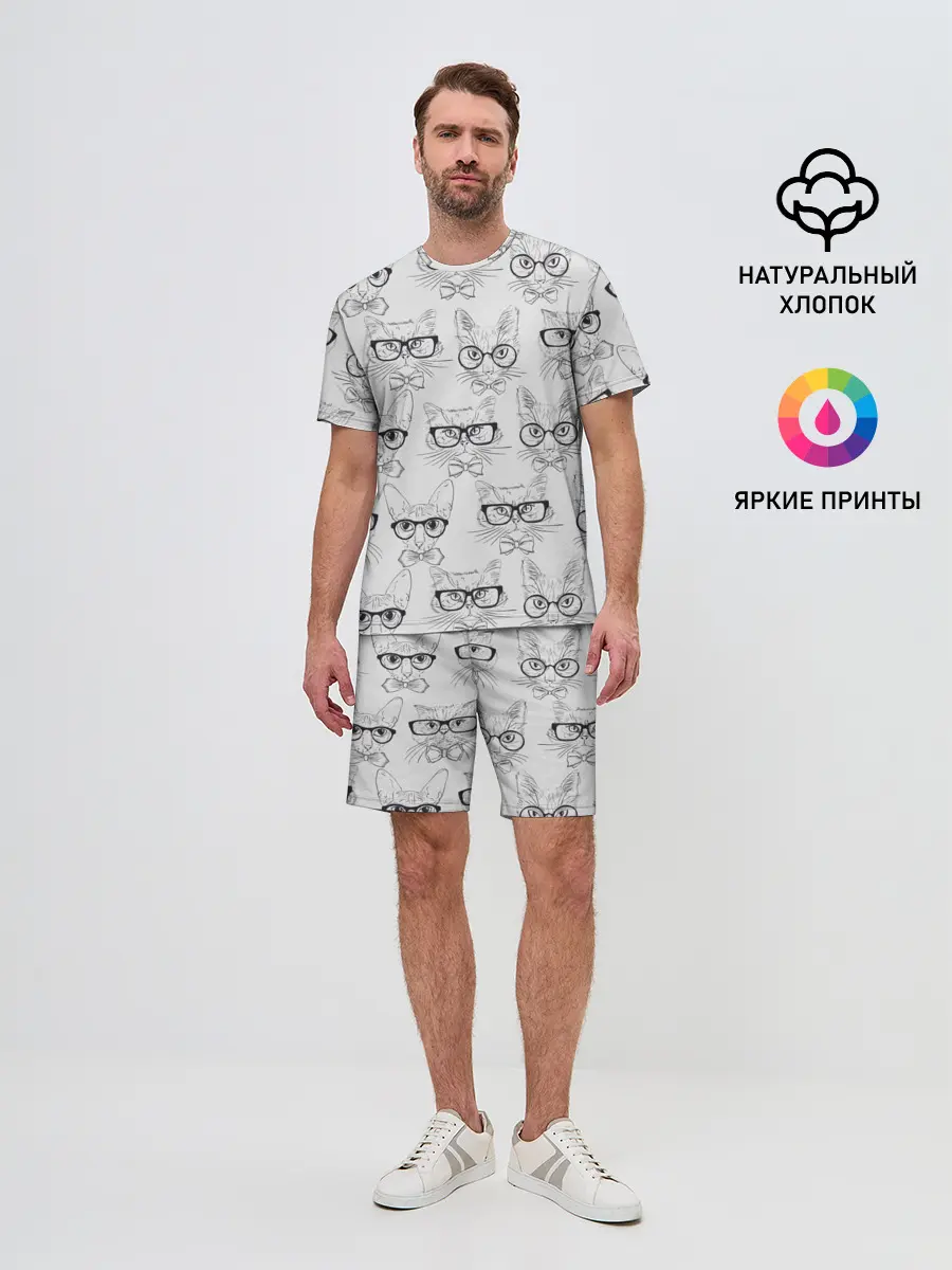 Мужской костюм с шортами / Кошки в очках