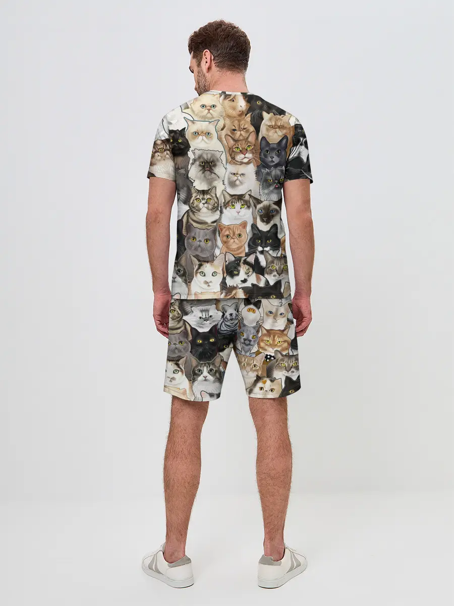 Мужской костюм с шортами / Котики смешные