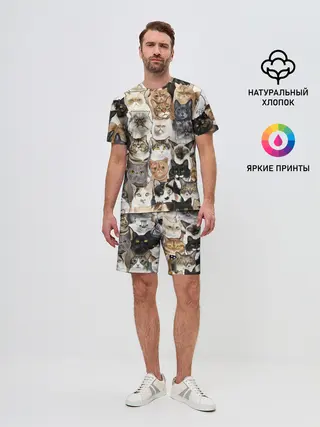 Мужской костюм с шортами / Котики смешные