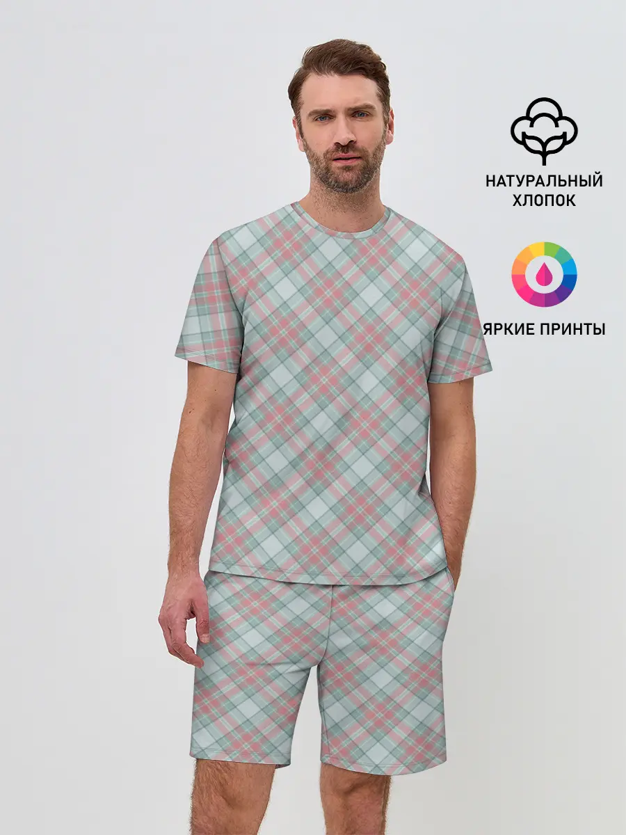 Мужской костюм с шортами / Узор в клетку