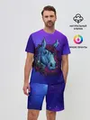 Мужской костюм с шортами / Retrowave Neon Horse