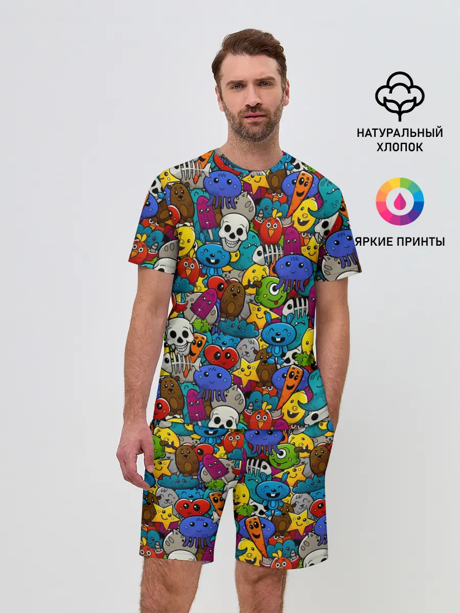 Мужской костюм с шортами / Граффити