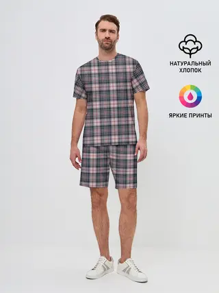 Мужской костюм с шортами / Клеточный узор