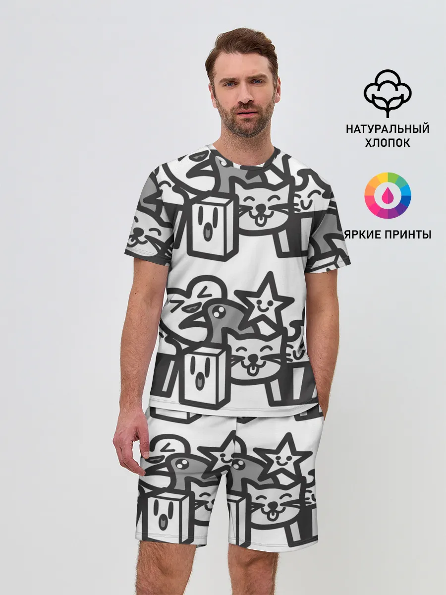 Мужской костюм с шортами / Чёрно-белые дудлы