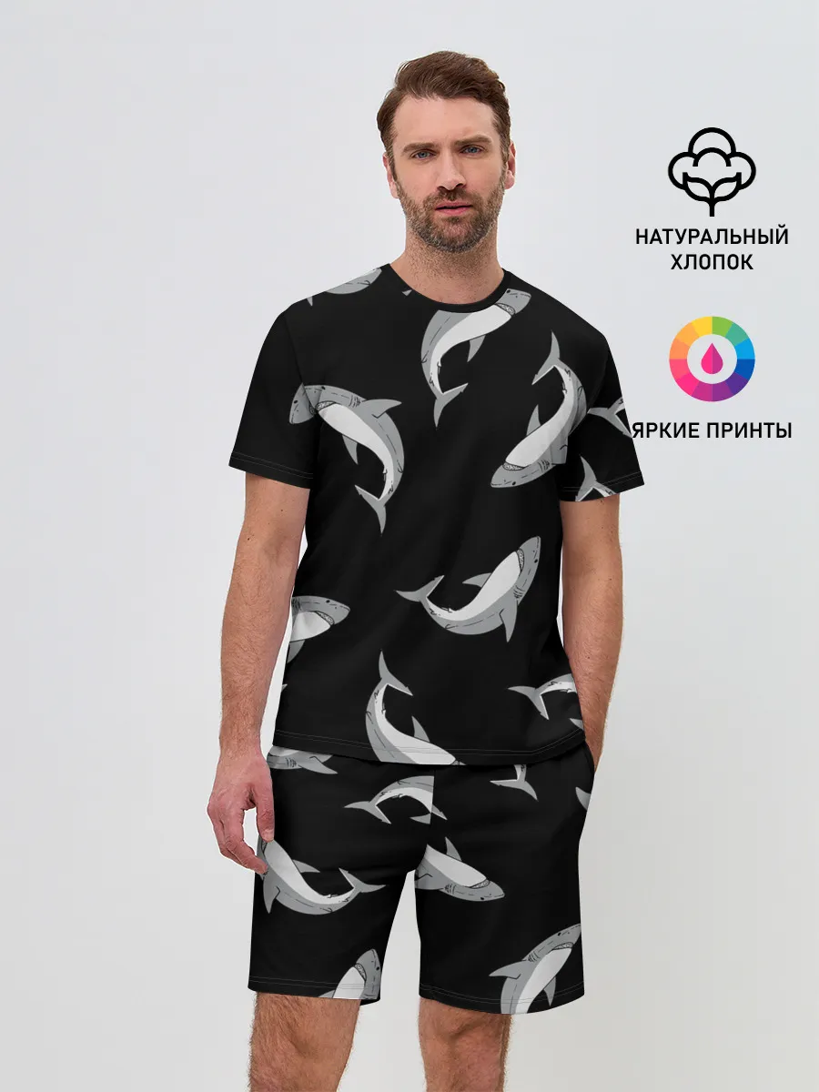 Мужской костюм с шортами / Акулы