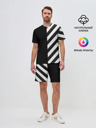 Мужской костюм с шортами / Черно-Белые Полосы