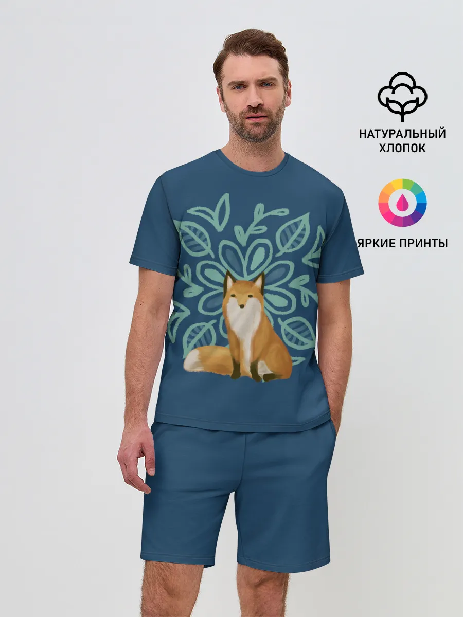 Мужской костюм с шортами / Лиса с цветочным узором