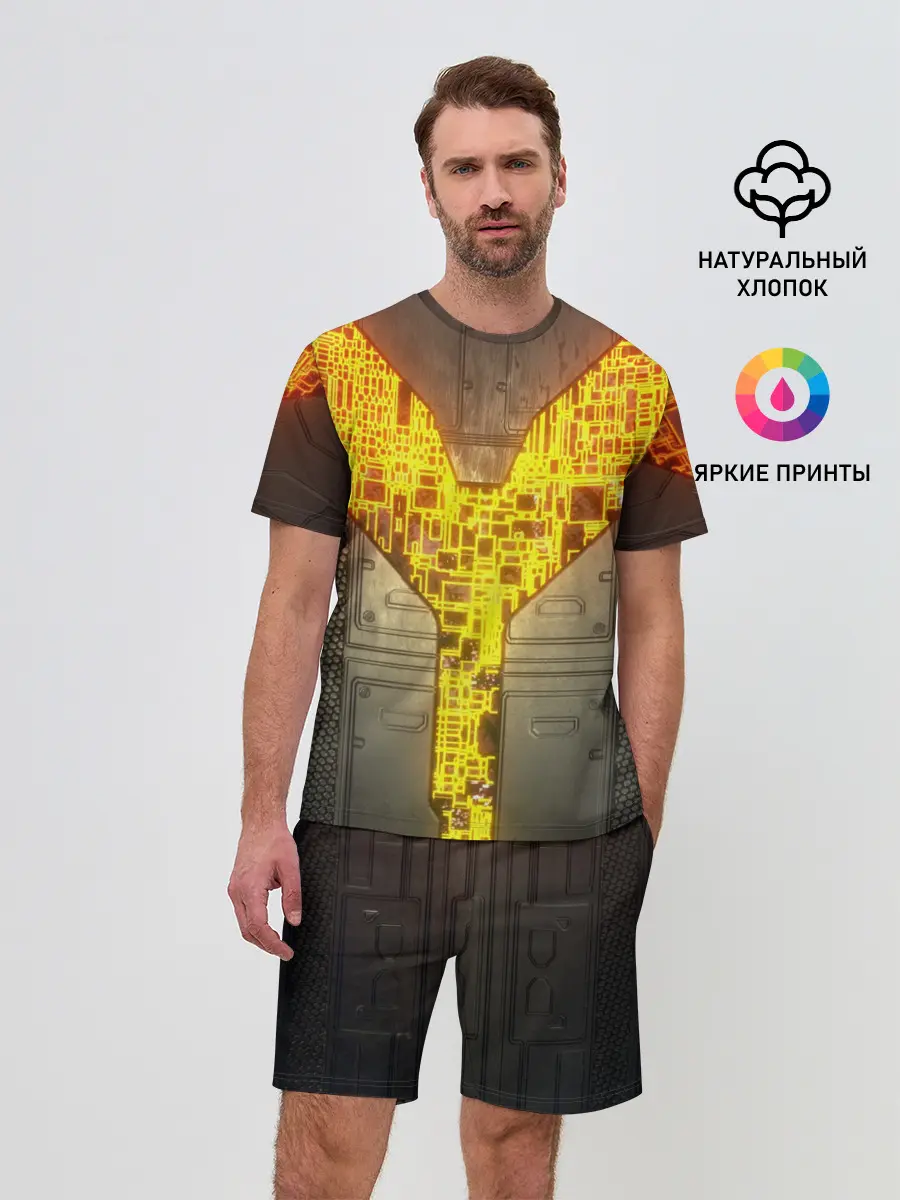 Мужской костюм с шортами / Неоновая внутренность 3D