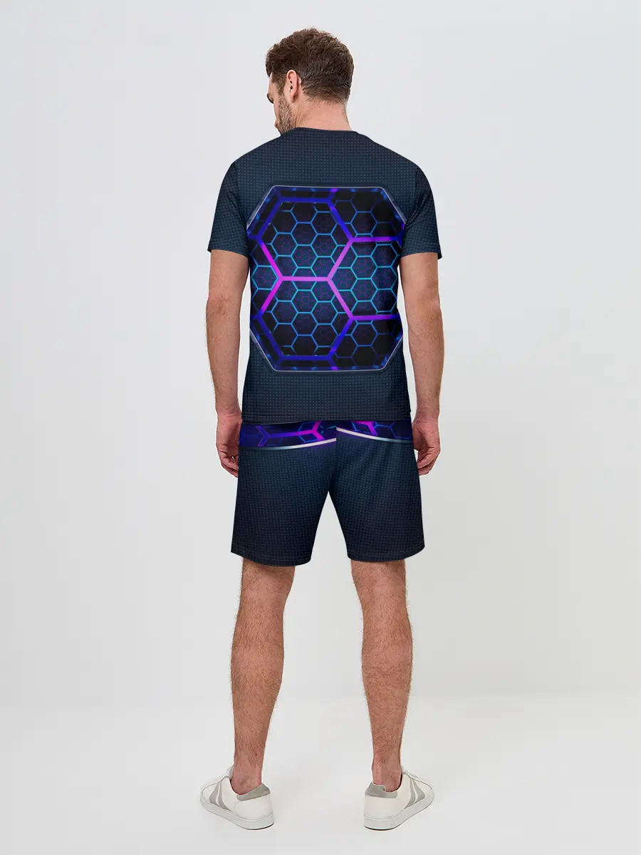 Мужской костюм с шортами / Цветные соты 3D