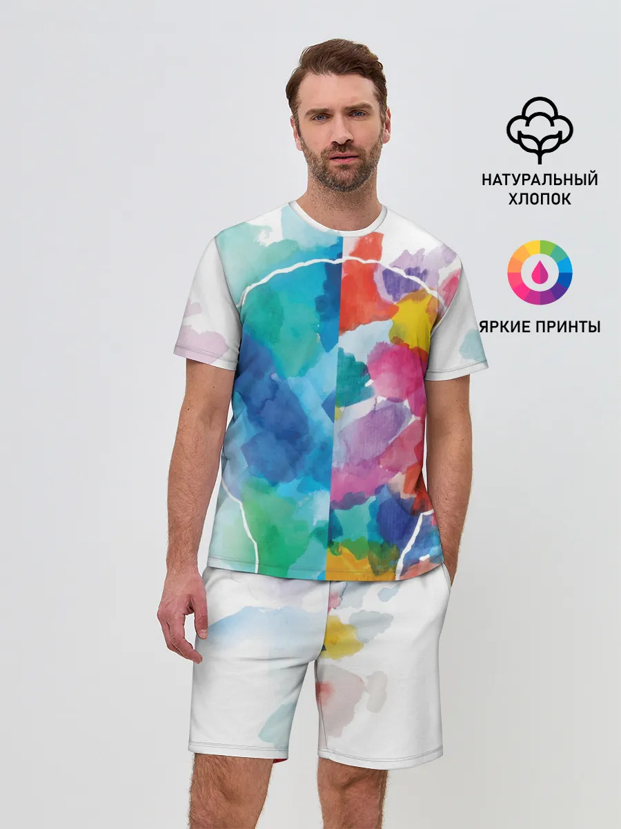 Мужской костюм с шортами / Акварель